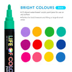 Load image into Gallery viewer, Life of Colours Bright Colours 3mm Medium Tip Acrylic Paint Pens - Set of 12
