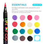 Load image into Gallery viewer, Life of Colour Essential Colours Brush Tip Acrylic Paint Pens - Set of 16

