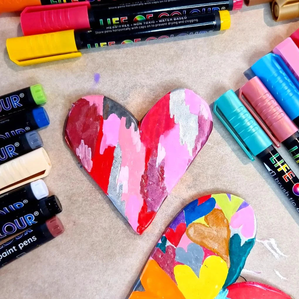 Life of Colour Essential Colours Brush Tip Acrylic Paint Pens - Set of 16